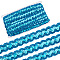 Sparkle Polyester Paillette Lace Ribbons, Garment Accessories, Blue, 7/8 inch(23mm), about 14.22 Yards(13m)/Roll