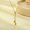 304 Stainless Steel Teardrop Pendant Lariat Necklaces for Women, Real 18K Gold Plated, 21.26 inch(54cm)