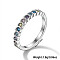 Anti-Tarnish Heart Rhodium Plated Sterling Silver with Colorful Cubic Zirconia Finger Rings for Women, Platinum, Inner Diameter: 18mm