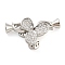 Brass Micro Pave Clear Cubic Zirconia Fold Over Clasps, Clover, Platinum, Flower: 15x15x9mm, Clasp: 12x6x6mm, Inner Diameter: 4mm
