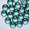 Transparent Spray Painted Glass Cabochons, with Glitter Powder, Half Round/Dome, Dark Cyan, 20x10mm.
