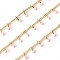 3.28 Feet Handmade Enamel Beaded Chains, with Brass Curb Chains, Soldered, Long-Lasting Plated, Real 18K Gold Plated,PeachPuff, 5.5x1.5~2mm