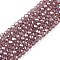Electroplate Glass Beads Strands, Pearl Luster Plated, Faceted, Rondelle, Rosy Brown, 2.9~3.3x2mm, Hole: 0.8mm, about 135~140pcs/strand, 32~34cm