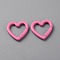 Zinc Alloy Spring Gate Rings, Heart, Hot Pink, 25x26x3.5mm