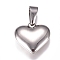 Tarnish Resistant 304 Stainless Steel Pendants, Heart, Stainless Steel Color, 19.5x20x5.5mm, Hole: 7x3mm