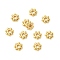 Brass Spacer Beads, Flower, Cadmium Free & Nickel Free & Lead Free, Real 18K Gold Plated, 6x1.7mm, Hole: 1.8mm