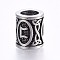 304 Stainless Steel Beads, Viking Runes Beads for Hair Beards, Dreadlocks Hair Braiding, Column with Rune/Futhark/Futhorc, Antique Silver, 16x13mm, Hole: 8mm