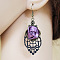 Alloy Rose Lace Ribbon Dangle Earrings, Black, Medium Orchid, 66x23mm