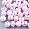 Plastic Beads, AB Color Plated, Round, Pearl Pink, 6mm, Hole: 1.6mm, 4500pcs/500g