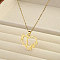 201 Stainless Steel Flower Heart Initial Pendant Necklaces for Women, Golden, Letter L, 17.72~20.08 inch(45~51cm)