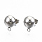 Non-Tarnish 304 Stainless Steel Stud Earring Findings, with Loop, Dome/Half Round, Stainless Steel Color, 13x10mm, Hole: 1.8mm, Pin: 0.8mm