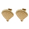 304 Stainless Steel Stud Earring Findings, Ion Plating(IP), Shell Shape, with Loop, Golden, 19x19.5mm, Hole: 1.6mm, Pin: 0.8mm