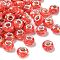 Transparent Resin Rondelle European Beads, with Horse Eye Paillette & Platinum Tone Brass Cores, Large Hole Beads, Red, 14x8.5mm, Hole: 5mm