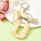 Resin & Acrylic Keychain, with Faux Suede Tassel Pendant & Alloy Findings, Letter U, 9.5cm