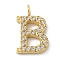 Ion Plating(IP) 304 Stainless Steel Micro Pave Cubic Zirconia Pendants, Golden, Letter A~Z Charms, Letter B, 12.5x8x2mm, Hole: 2mm