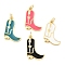 Brass Pendants, Boot/Shoes Charms, with Enamel, Fish Charm, Lead Free & Cadmium Free, Long-Lasting Plated, Rack Plating, Real 18K Gold Plated, Mixed Color, 22x15.5x2mm, Jump Ring: 5x1mm, Inner Diameter: 3mm
