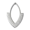Rack Plating Alloy Pendants, Horse Eye, Platinum, 34.5x21x1.2mm, Hole: 27x11mm