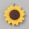 Opaque Resin Pendants, with Platinum Tone Iron Loop, Sunflower, 24x22.5x6mm, Hole: 2mm
