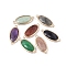 Natural & Synthetic Mixed Gemstone Links connectors, with Brass Findings, Faceted, Oval, Golden, 28~28.5x12x5mm, Hole: 1.6mm