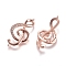 Brass Micro Pave Cubic Zirconia Links connectors, Treble Clef, Clear, Rose Gold, 32x16x3mm, Hole: 1.2mm