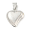 Rack Plating Brass Pendants, Cadmium Free & Lead Free, with Jump Ring, Heart, Platinum, 24x20x7.5mm, Hole: 8.5x4mm
