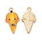 Alloy Enamel Pendants, Pumpkin Ice Cream Cone with Skull Pattern Charms, Halloween, Golden, 20x10.5x1.5mm, Hole: 1.2mm