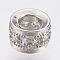Brass Micro Pave Cubic Zirconia Beads, Lead Free & Cadmium Free, Barrel, Platinum, 6.5x4mm, Hole: 3mm