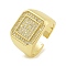 Brass with Cubic Zirconia Open Cuff Rings, Lead Free & Cadmium Free, Real 18K Gold Plated, 15mm, Inner Diameter: 18.5mm