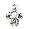 Brass with Cubic Zirconia Pendants, Sea Turtle, Long-Lasting Plated, Rack Plating, Cadmium Free & Lead Free, Platinum, 18x13x4mm, Hole: 1.4mm
