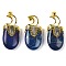 Dyed Natural Lapis Lazuli Pendants, Moon Charms, with Rack Plating Golden Plated Brass Findings, Lead Free & Cadmium Free, 43.5~45x20~22x14.5~15.5mm, Hole: 6.5x5mm