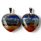 Chakra Style Assembled Natural Amethyst & Lapis Lazuli & Sodalite & Green Aventurine & Tiger Eye & Topaz Jade & Red Jasper Pendants, with Stainless Steel Bails, Heart, 33x30x14mm, Hole: 3.5x8mm