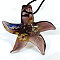 Starfish Millefiori Glass Pendant Waxed Cord Necklaces, Sandy Brown, 17.72 inch(45cm)
