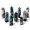 Natural Moss Agate Pointed Prism Bar Home Display Decoration, Healing Stone Wands, for Reiki Chakra Meditation Therapy Decos, Faceted Bullet, 80~90mm