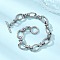304 Stainless Steel Oval Link Chain Bracelets for Women, with Toggle Clasps, Stainless Steel Color, 7-7/8 inch(20cm)