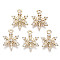 Brass Micro Pave Cubic Zirconia Charms for Christmas, Long-Lasting Plated, Snowflake, Light Gold, Clear, 14x10.5x2mm, Hole: 1mm