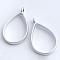 Rack Plating Alloy teardrop, Open Back Bezel Pendants, For DIY UV Resin, Epoxy Resin, Pressed Flower Jewelry, Hollow, Cadmium Free & Nickel Free & Lead Free, Matte Silver, 33.9x20.5x3.8mm, Hole: 2.8mm