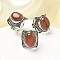 Synthetic Goldstone Adjustable Rings, Lead Free & Cadmium Free, Antique Silver Plated Brass Finger Rings for Women, Oval, 20.5mm, Inner Diameter: 17mm
