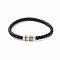 Rainbow Pride Bracelet, PU Leather Braided Cord Bracelet with Enamel Magnetic Clasps for Men Women, Black, 9 inch(22.7cm)