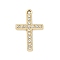 Alloy Rhinestone Pendants, Cross Charms, UV Plating, Golden, 26x16.5x2mm, Hole: 1.6mm