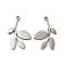 Non-Tarnish 304 Stainless Steel Pendants, Leafy Branch Charms, Stainless Steel Color, 24.5x15x1mm, Hole: 1.6mm