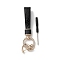 Microfiber & Zinc Alloy & Crystal Rhinestone Keychain, Light Gold, Black, 13.5cm