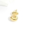 Brass Pendants, Letter Charms, Golden, Letter S, 28x10~25mm