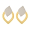 Ion Plating(IP) 304 Stainless Steel Teardrop Stud Earrings, Golden & Stainless Steel Color, 21x13.5mm