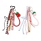 2Pcs Polyester Rope & Glass Pearl & CCB Plastic Bead & Crochet Wool Strawberry Pendant Decorations, with Aluminum Heart Keychain Clasps, Mixed Color, 305mm