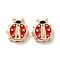 Brass Enamel Beads, Ladybug, Red, 8.5x8x3mm, Hole: 1.4mm