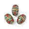 Handmade Indonesia Beads, with Brass Findings & Dyed Synthetic Turquoise, Cloumn, Antique Golden, Red, 22.5~24.5x14.5~16.5mm, Hole: 2.5mm