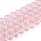 Frosted Transparent Glass Bead Strands, with Gold Powder, Round, Pink, 8mm, Hole: 1mm