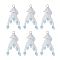 Glass Seed Beaded Jellyfish Pendants, with Imitated Pearl Acrylic Beads & 304 Stainless Steel Jump Rings Loop, Light Blue, 34.5x11mm, Hole: 3mm