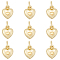 10Pcs Brass Pendants, Heart Charms, with Jump Ring, Real 18K Gold Plated, 9.5x7.5x4mm, Hole: 3mm