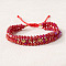 Bohemian Style Glass Beaded Braided Bead Bracelets, Multi-strand Layed Bracelets for Women, Faceted, Medium Violet Red